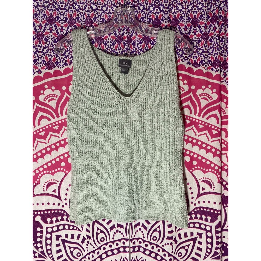 Folio Saks Fifth Tank Top V Neck Green Size Medium